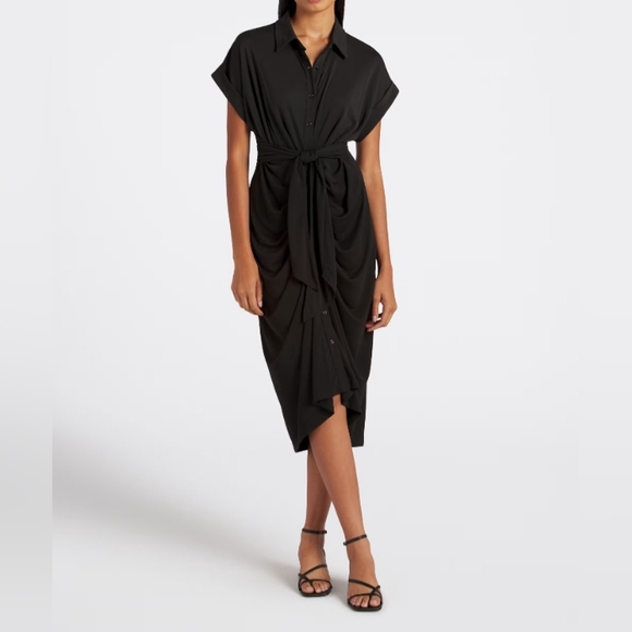 Steve Madden Dresses & Skirts - Steve Madden TORI Black Tie-Front Midi Dress